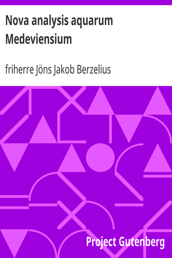 Nova analysis aquarum Medeviensium cover