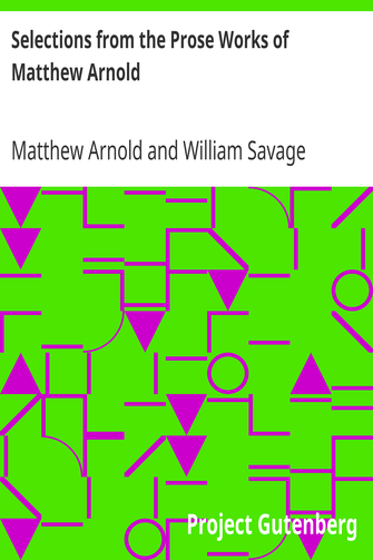Selections from the Prose Works of Matthew Arnold cover