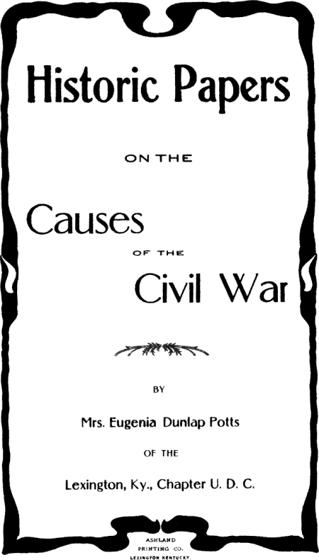 Historic Papers on the Causes of the Civil War cover