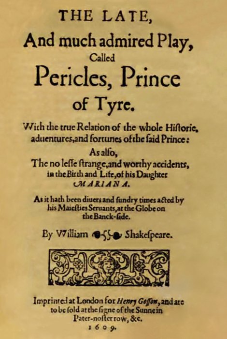 Pericles, Prince of Tyre cover