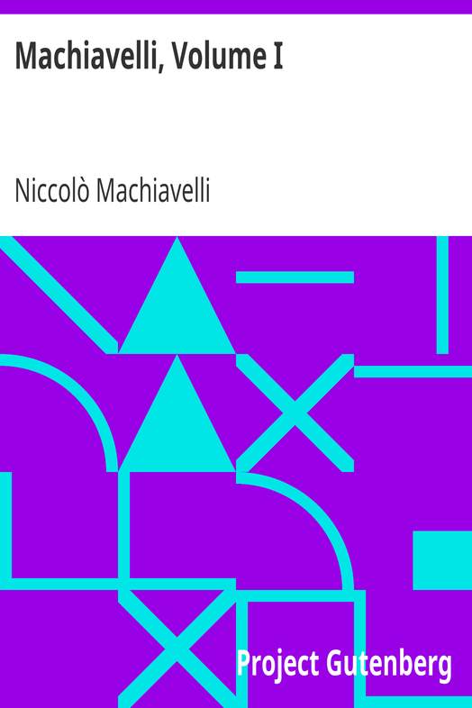 Machiavelli, Volume I cover