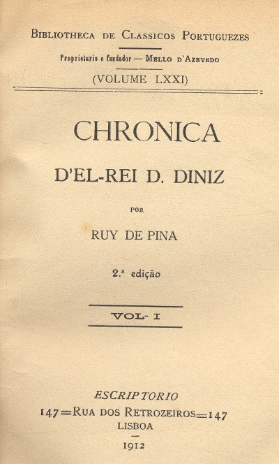 Chronica d'el rei D. Diniz (Vol. I) cover