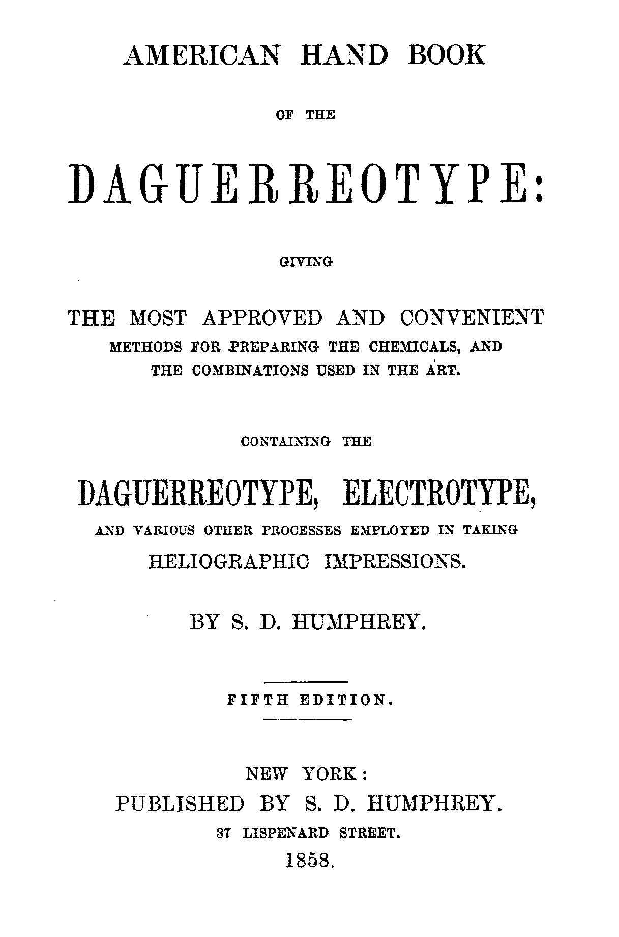 American Hand Book of the Daguerreotype cover