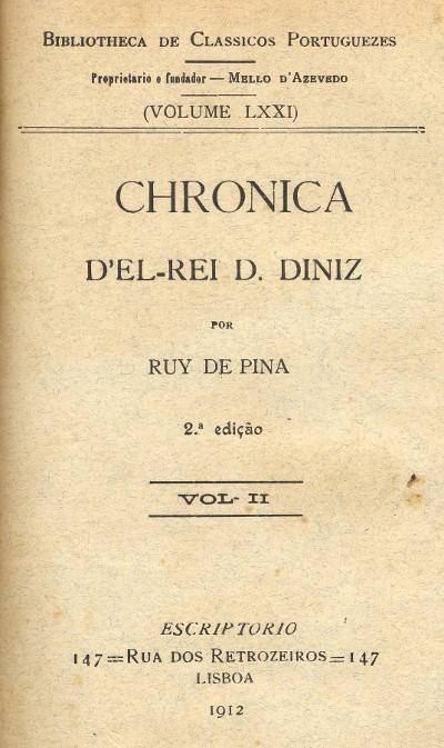 Chronica d'el rei D. Diniz (Vol. II) cover