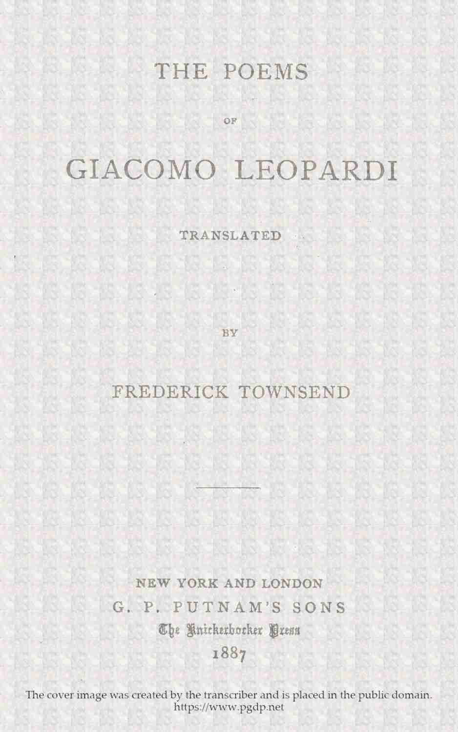 The Poems of Giacomo Leopardi cover