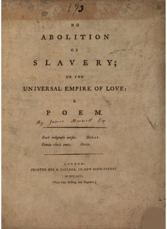 No Abolition of Slavery / Or the Universal Empire of Love, A poem cover
