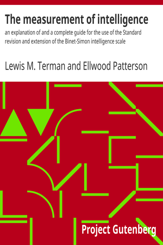 The measurement of intelligence cover