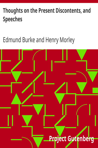 Thoughts on the Present Discontents, and Speeches cover