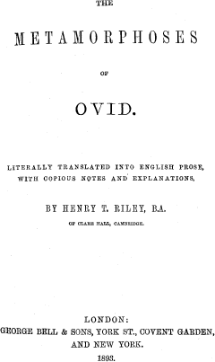 The Metamorphoses of Ovid, Books I-VII cover