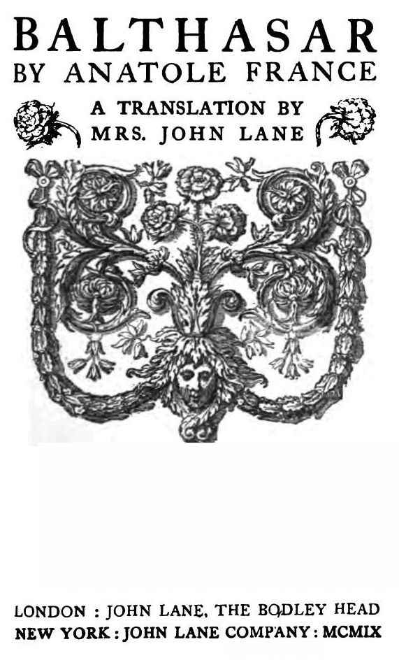Balthasar and Other Works - 1909 cover