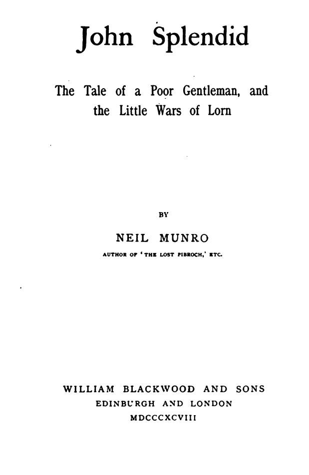 John Splendid: The Tale of a Poor Gentleman, and the Little Wars of Lorn cover