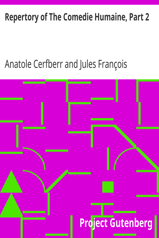 Repertory of The Comedie Humaine, Part 2 cover