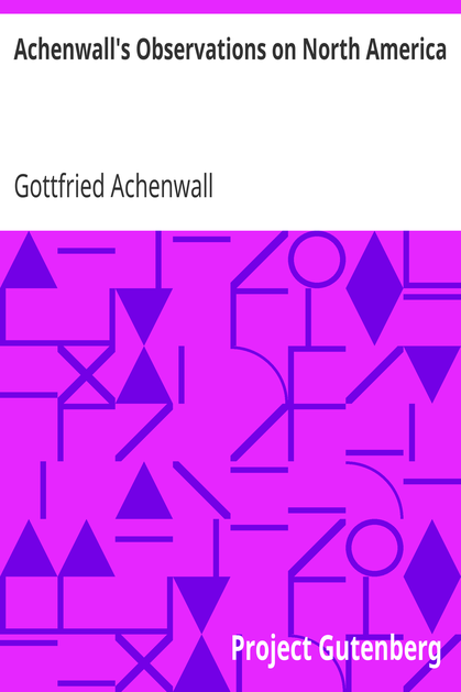Achenwall's Observations on North America cover