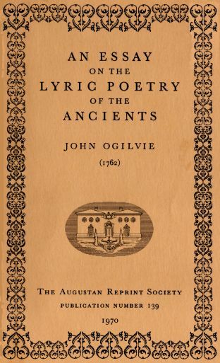 An Essay on the Lyric Poetry of the Ancients cover