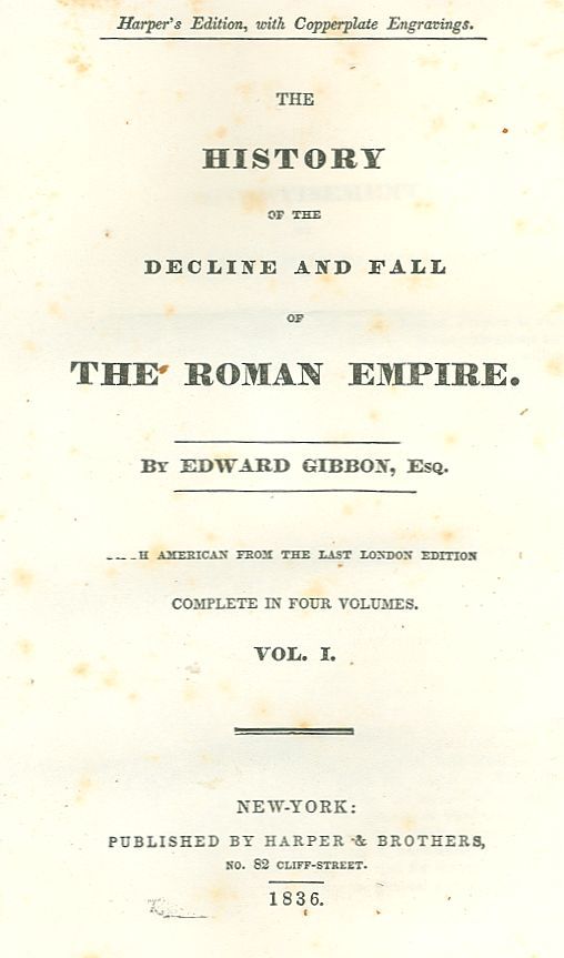 The History of the Decline and Fall of the Roman Empire / Table of Contents with links in the HTML file to the two Project Gutenberg editions (12 volumes) cover