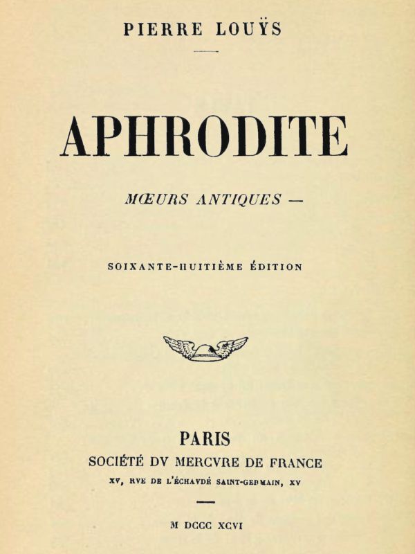 Aphrodite: Moeurs antiques cover