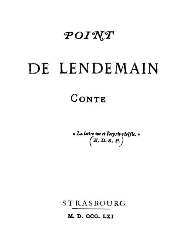 Point de lendemain cover