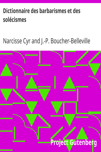 Dictionnaire des barbarismes et des solécismes cover