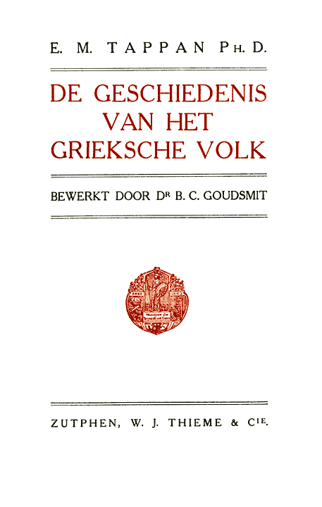 De Geschiedenis van het Grieksche Volk cover