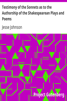 Testimony of the Sonnets as to the Authorship of the Shakespearean Plays and Poems cover
