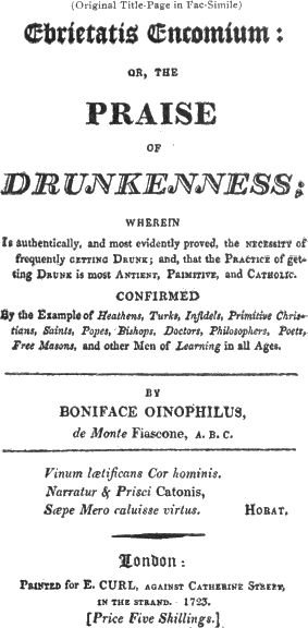 Ebrietatis Encomium / or, the Praise of Drunkenness cover