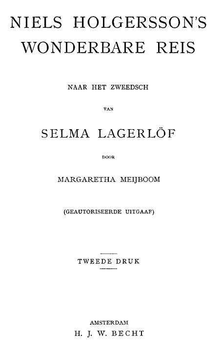 Niels Holgersson's Wonderbare Reis cover