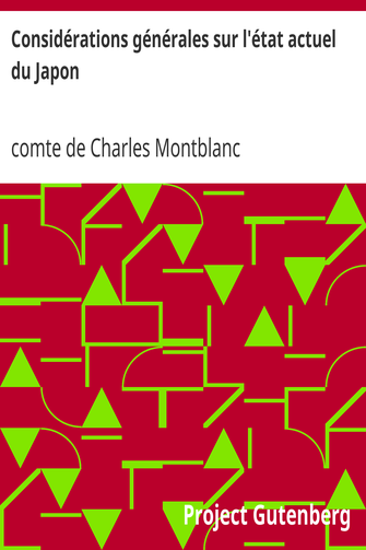 Considérations générales sur l'état actuel du Japon cover