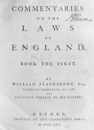 Commentaries on the Laws of England, Book the First cover