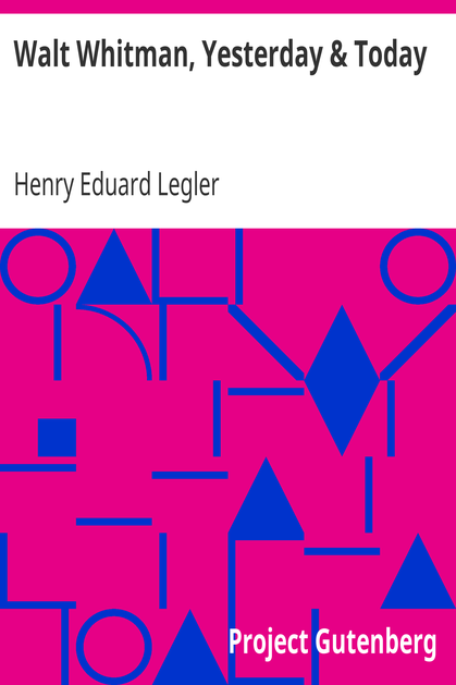 Walt Whitman, Yesterday & Today cover