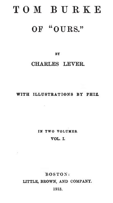 Tom Burke Of "Ours", Volume I cover