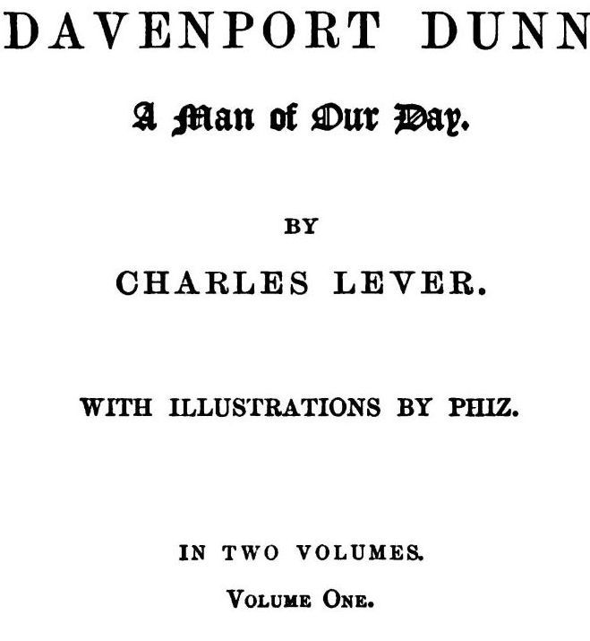 Davenport Dunn, a Man of Our Day. Volume 1 (of 2) cover