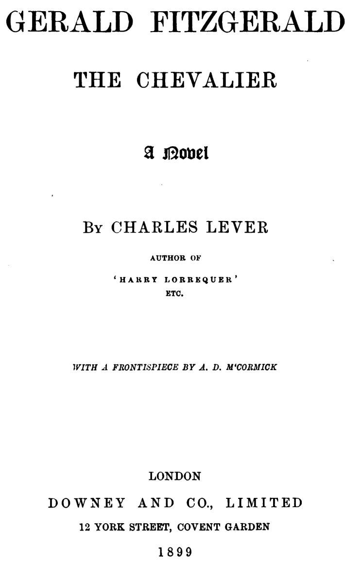 Gerald Fitzgerald, the Chevalier: A Novel cover