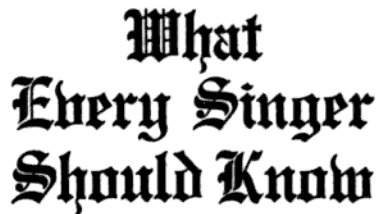 What Every Singer Should Know cover