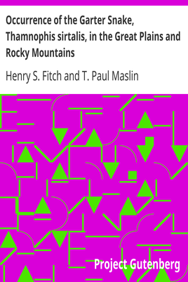 Occurrence of the Garter Snake, Thamnophis sirtalis, in the Great Plains and Rocky Mountains cover