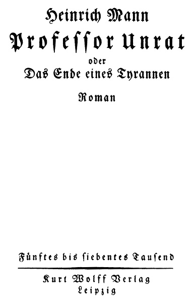 Professor Unrat, oder, Das Ende eines Tyrannen cover
