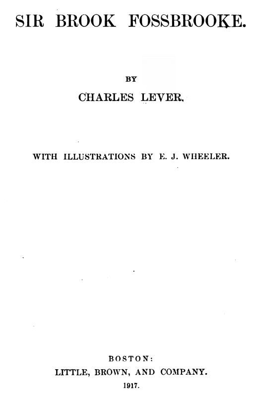 Sir Brook Fossbrooke, Volume II. cover