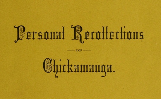 Personal Recollections of Chickamauga / A Paper Read before the Ohio Commandery of the Military Order of the Loyal Legion of the United States cover