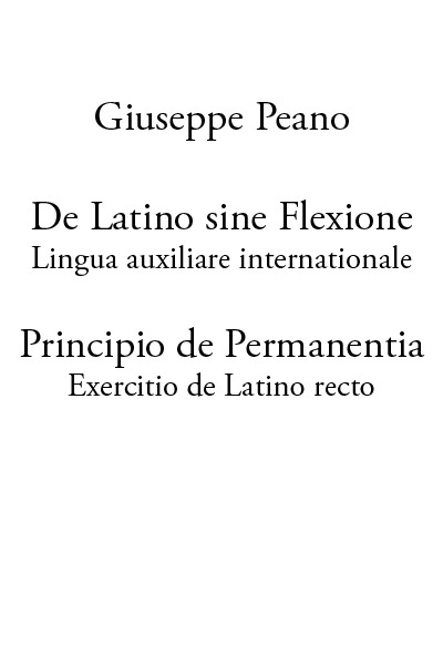 De Latino sine Flexione; Principio de Permanentia cover