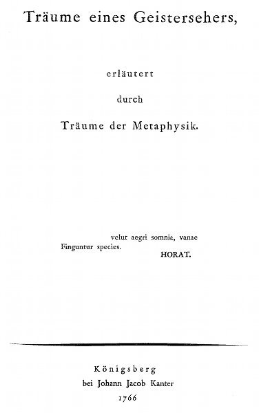 Träume eines Geistersehers, erläutert durch Träume der Metaphysik cover