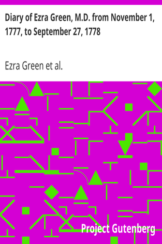 Diary of Ezra Green, M.D. from November 1, 1777, to September 27, 1778 cover