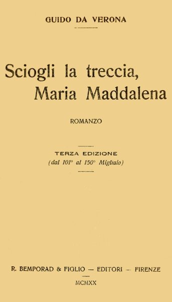 Sciogli la treccia, Maria Maddalena; romanzo cover