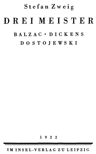 Drei Meister: Balzac, Dickens, Dostojewski cover