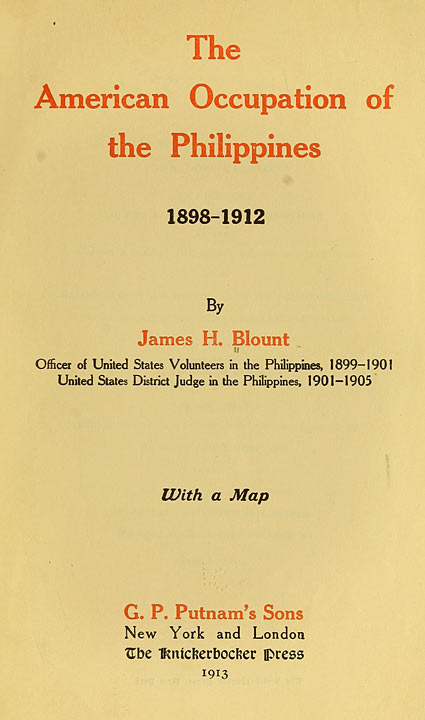 The American Occupation of the Philippines 1898-1912 cover