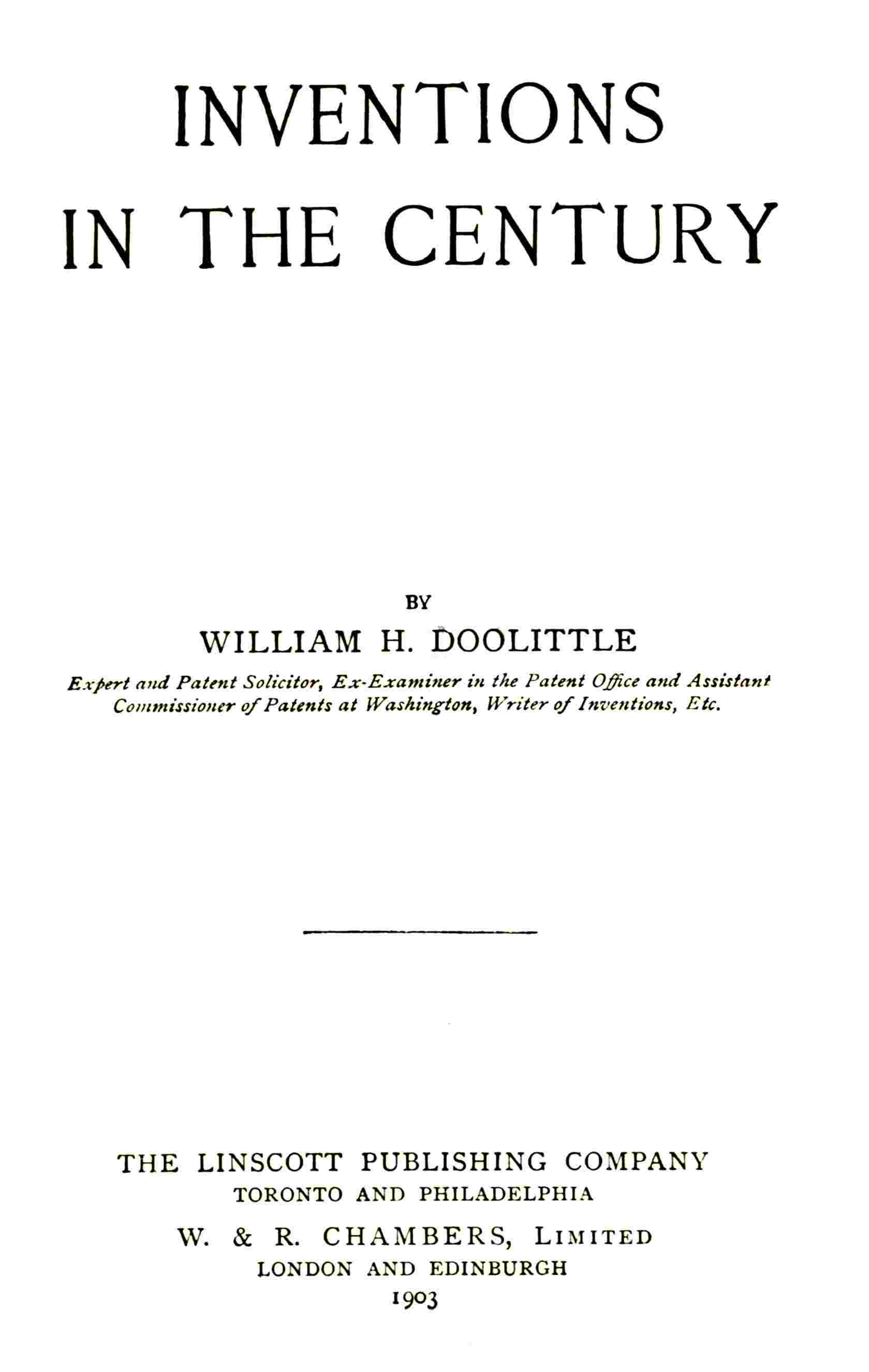 Inventions in the Century cover