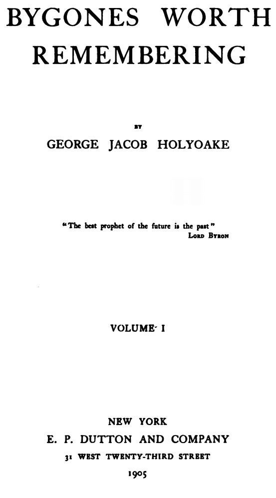 Bygones Worth Remembering, Vol. 1 (of 2) cover