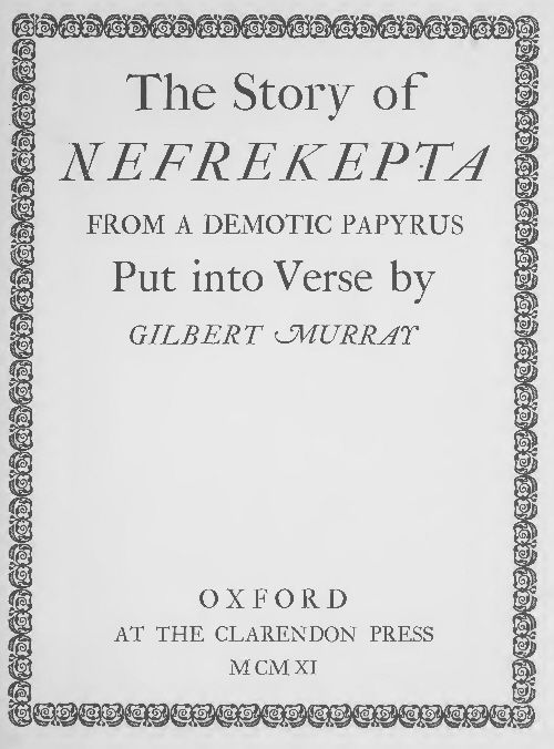 The Story of Nefrekepta, from a Demotic Papyrus cover