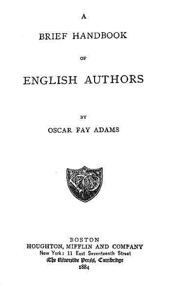 A Brief Handbook of English Authors cover
