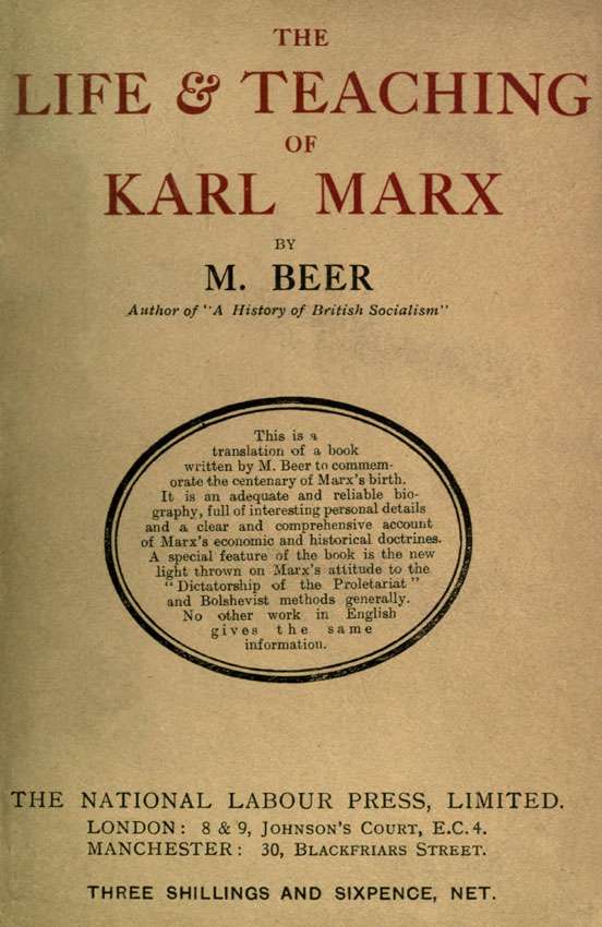 The life and teaching of Karl Marx cover