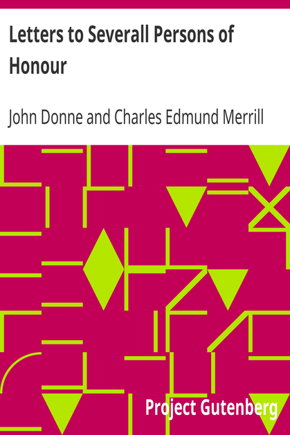Letters to Severall Persons of Honour cover