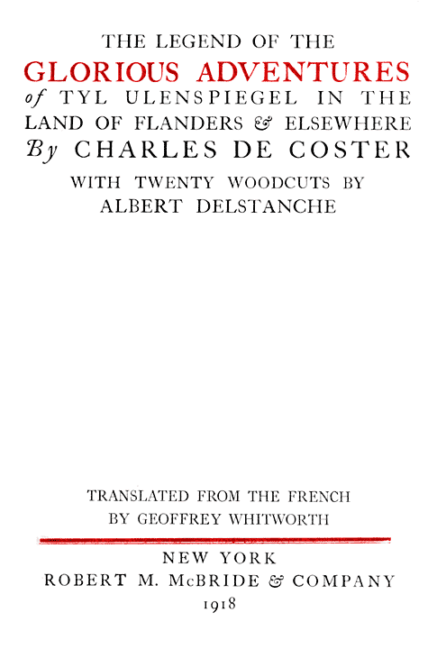 The Legend of the Glorious Adventures of Tyl Ulenspiegel in the land of Flanders and elsewhere cover